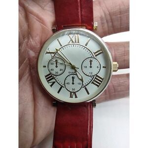 Ladies Watch with Faux Dials and Red band